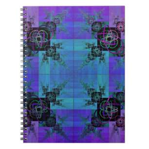 Aqua und Lilac Fraktal Joy Spiral Notebook Notizblock