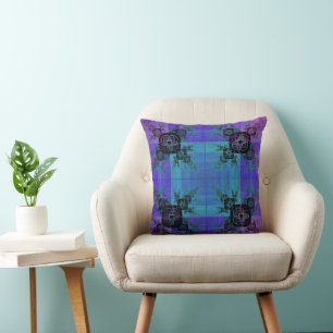 Aqua und Lilac Fraktal Joy Throw Kissen