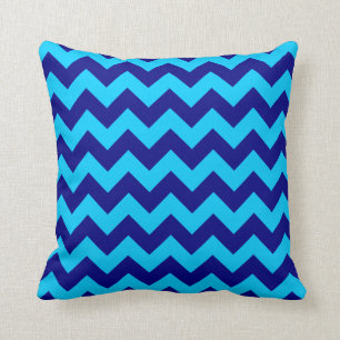 Aqua und Navy Blue Zigzag Kissen