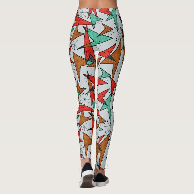 Aqua und Orange, Atompfeile, Sternexplosion Leggin Leggings (Rückseite)