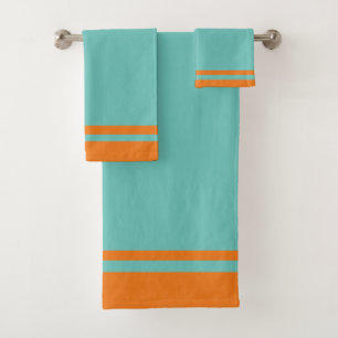 Aqua und Orange Sport Team Farben Badetuch Set