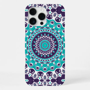 Aqua- und Pflaumen-Mandala-Design modern iPhone 16 Pro Max Hülle