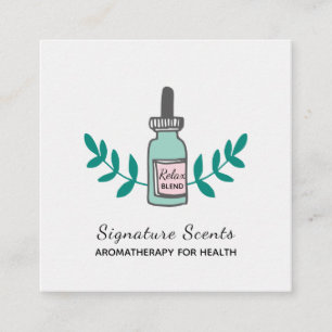 Aqua und Pink Aromatherapie Flaschen Logo Quadratische Visitenkarte