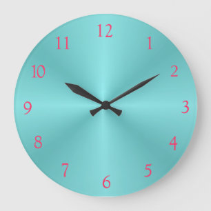 Aqua und Pink> Schlichte Wall Clock Große Wanduhr