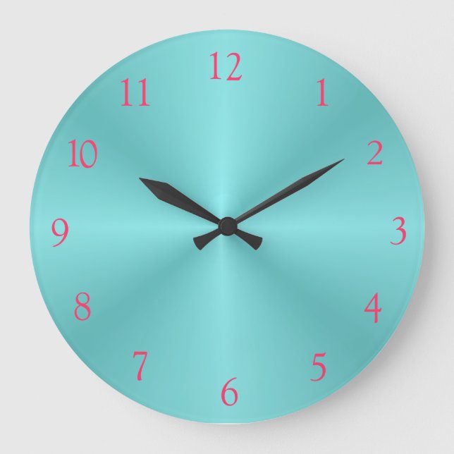Aqua und Pink> Schlichte Wall Clock Große Wanduhr (Vorderseite)