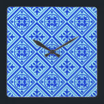 Aqua und Royal Blue Art Deco Moderne Uhr<br><div class="desc">Das moderne Aqua- und Royal-Blau-Muster. Für mehr Aqua und Royal Blue Art Dekor Wohngestaltung besuchen Sie die Erholung dieses Shops.</div>
