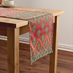 Aqua und Rust Ombre Southwestern Style Großer Tischläufer