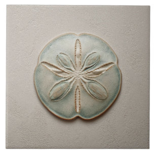 Aqua- und Sand-Küsten-Sanddollar-Relief-Kunstwerk Fliese