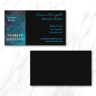 Aqua- und schwarze Buchcover-Autor Visitenkarte