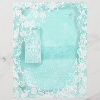 Aqua und Spitze Junk Journal Briefbogen