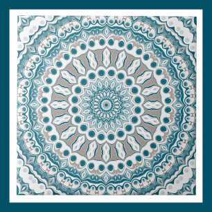 Aqua- und Taupe-Mandala-Musterdesign Fliese