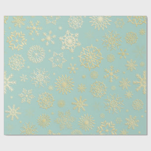 Aqua- und Teal-Weihnachtspapier mit goldenen Akzen Geschenkpapier