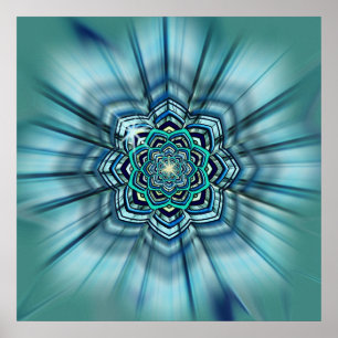 Aqua-und Türkis-Lotus-Mandala-Plakat-Druck Poster