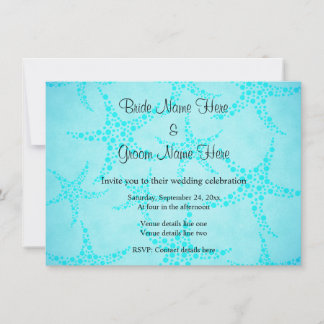 Aqua und Türkis Starfish Wedding. Einladung