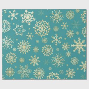 Aqua- und Türkis-Weihnachtspapier mit goldenen Akz Geschenkpapier