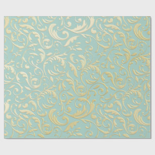 Aqua- und Türkis-Weihnachtspapier mit goldenen Akz Geschenkpapier