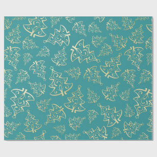 Aqua- und Türkis-Weihnachtspapier mit goldenen Akz Geschenkpapier
