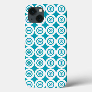 Aqua- und weiße konzentrische Kreismuster Case-Mate iPhone Hülle