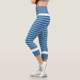 Aqua und weiße Streifen Hochgebirge Capri Leggings