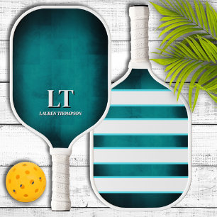 Aqua- und weißes Monogramm-Pickleball-Paddle Pickleball Schläger
