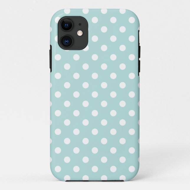 Aqua und weißes Tupfen-Muster Case-Mate iPhone Hülle (Rückseite)