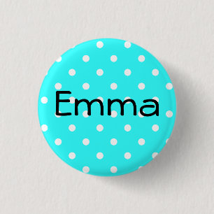 Aqua und White Polka Dot Personalisiert Button