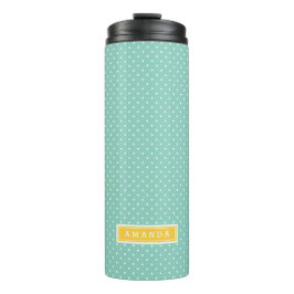 Aqua und Yellow Tiny Dots Monogram Thermosbecher