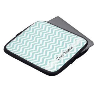 Aqua und Zickzack Graumuster Laptopschutzhülle