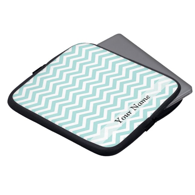 Aqua und Zickzack Graumuster Laptopschutzhülle (Vorne Oben)