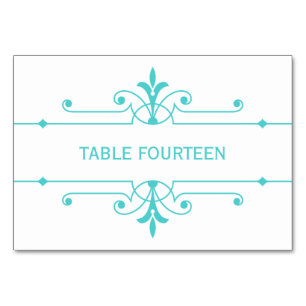 Aqua v2 Extravagante Hochzeitskarte Tischnummer