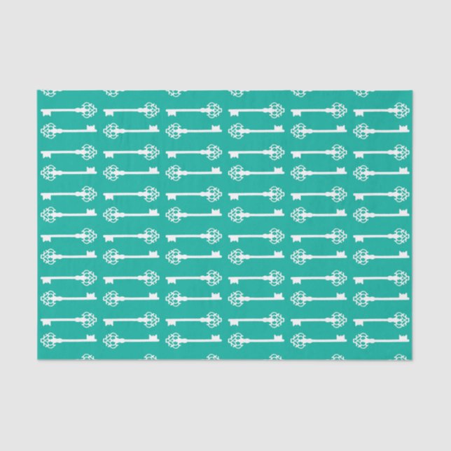 Aqua Viktorianisch Keys Seidenpapier (Vorderseite)