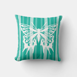 Aqua Viktorianisch Strip mit Schmetterling Kissen