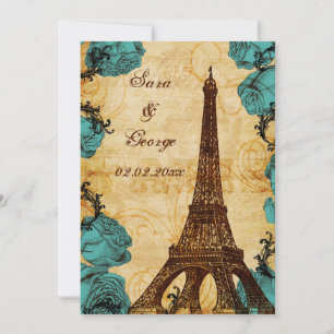 aqua vintage Eiffelturm Paris Save-the-Date Save The Date