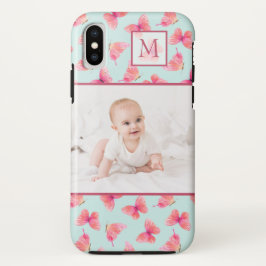 Aqua Watercolor Butterfly Monogram Foto Case-Mate iPhone Hülle