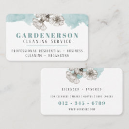 Aqua Watercolor Clearing Services Business Card Visitenkarte