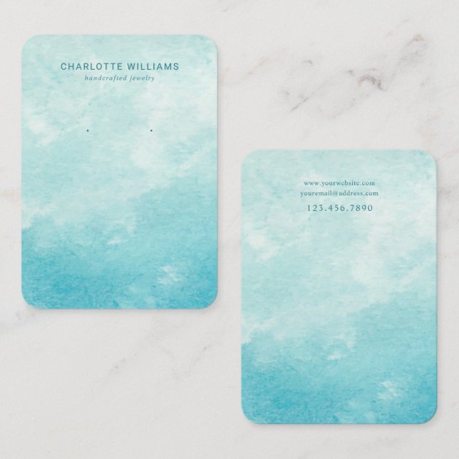 Aqua Watercolor Custom Juwelier Display Card Visitenkarte (Vorne/Hinten)