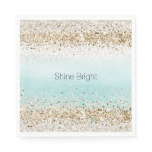 Aqua Watercolor Gold Confetti Glitzer