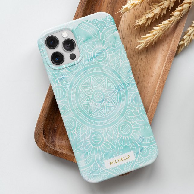 Aqua Watercolor Mandala Case-Mate iPhone Hülle (Von Creator hochgeladen)