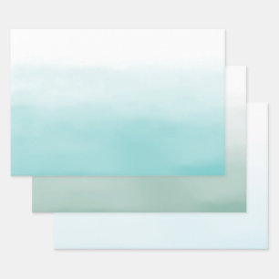 Aqua Watercolor Ombre Geschenkpapier Set