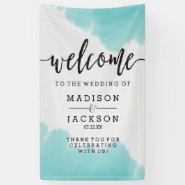 Aqua Watercolor Pinselstriche Hochzeitsstimmung Banner