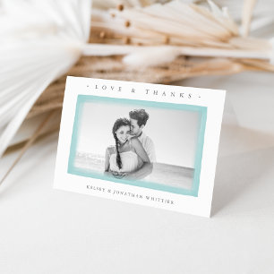 Aqua Watercolor Wedding Foto Vielen Dank Dankeskarte