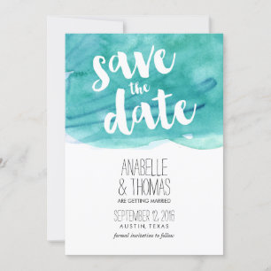 Aqua Watercolor Wedding Save the Date Einladung