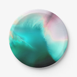 Aqua Wave Paper Plate Pappteller