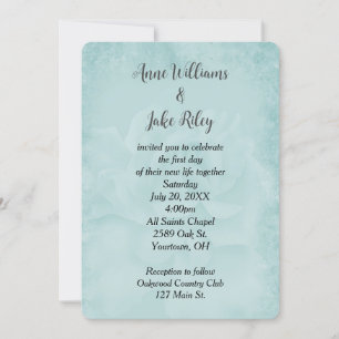 Aqua Wedding Rose Einladung
