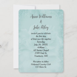 Aqua Wedding Rose Einladung