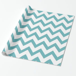 Aqua-Weiß Chevron-Junggesellinnenabschied Geschenkpapier