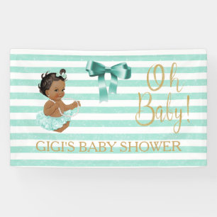 Aqua Weiß gestreifter ethnischer Baby-Ballerina-Tu Banner