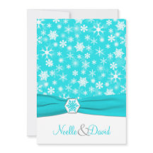 Aqua, weiß, graue Schneeflocken Einladung Hochzeit