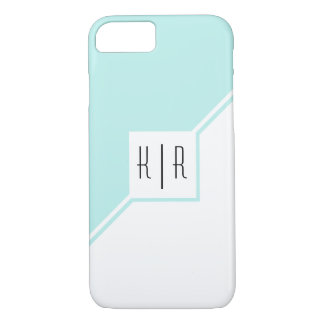 Aqua, weiße Dreiecke, monogramm moderne geometrisc Case-Mate iPhone Hülle