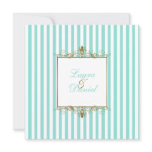 Aqua, weiße Streifen mit goldener Schriftrolle Ein